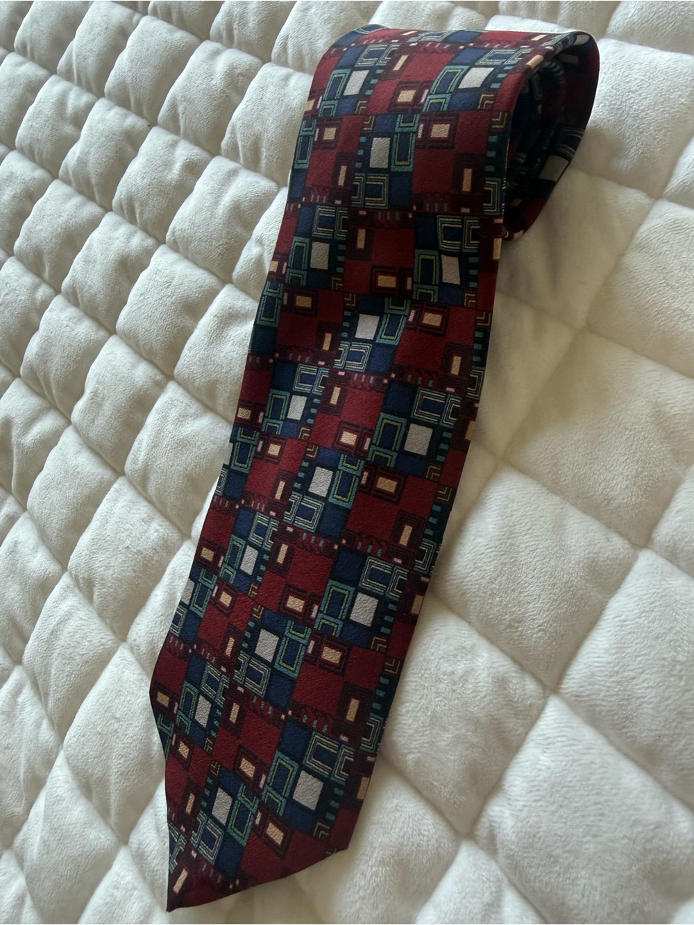 Frank Lloyd Wright Foundation Silk Tie Shadow Block Boxelder Geometric Italy Red